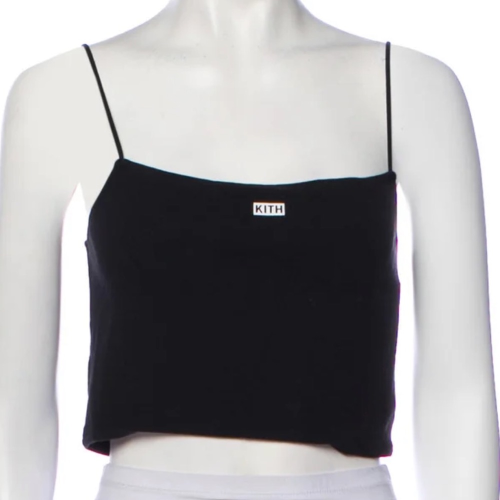 KITH women’s cropped black tank with box logo size medium